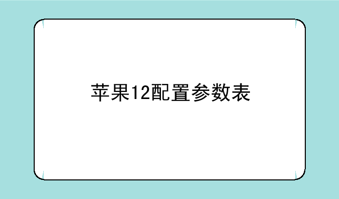 苹果12配置参数表
