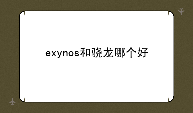 exynos和骁龙哪个好