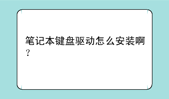 笔记本键盘驱动怎么安装啊？