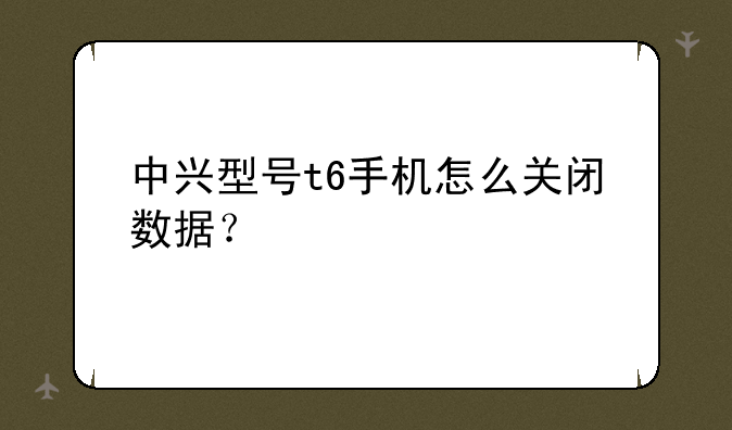 中兴型号t6手机怎么关闭数据？