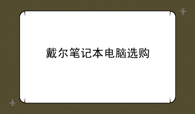 戴尔笔记本电脑选购