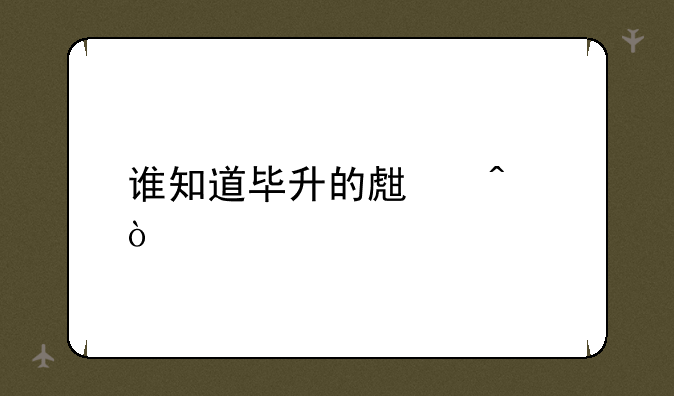 谁知道毕升的生日？