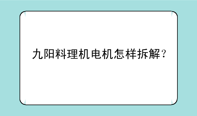 九阳料理机电机怎样拆解？