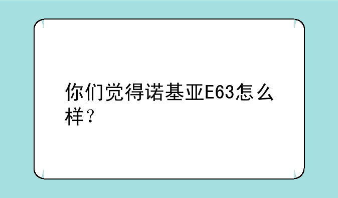 你们觉得诺基亚E63怎么样？
