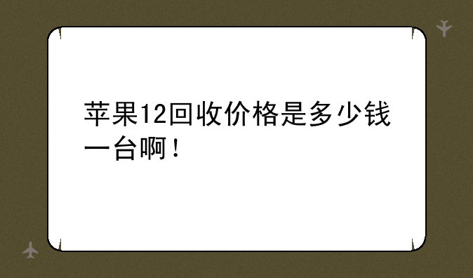 苹果12回收价格是多少钱一台啊！