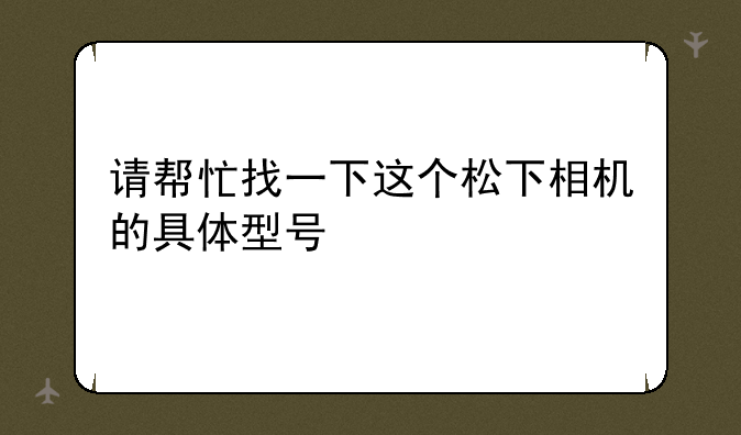 请帮忙找一下这个松下相机的具体型号