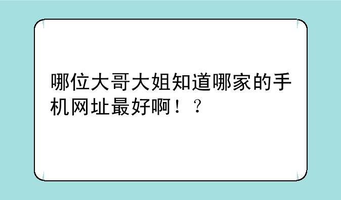 哪位大哥大姐知道哪家的手机网址最好啊！？