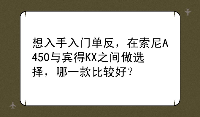 想入手入门单反，在索尼A450与宾得KX之间做选择，哪一款比较好？