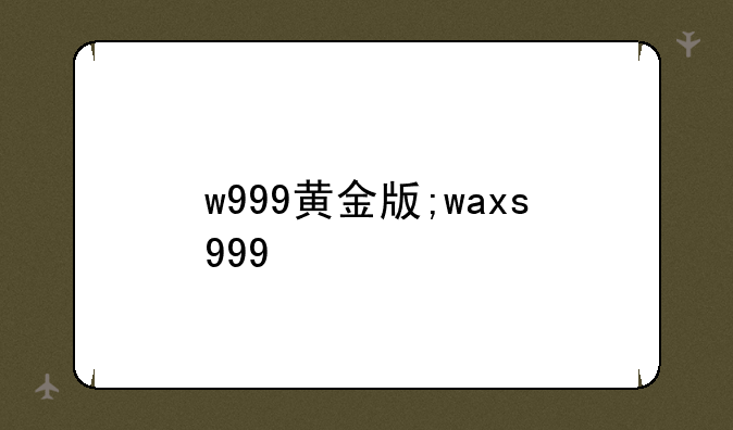 w999黄金版;waxs999