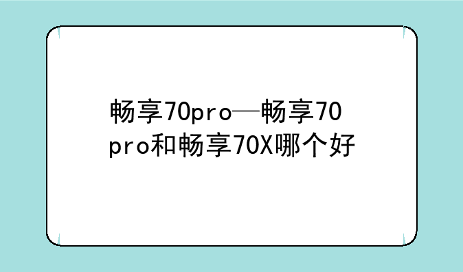 畅享70pro—畅享70pro和畅享70X哪个好