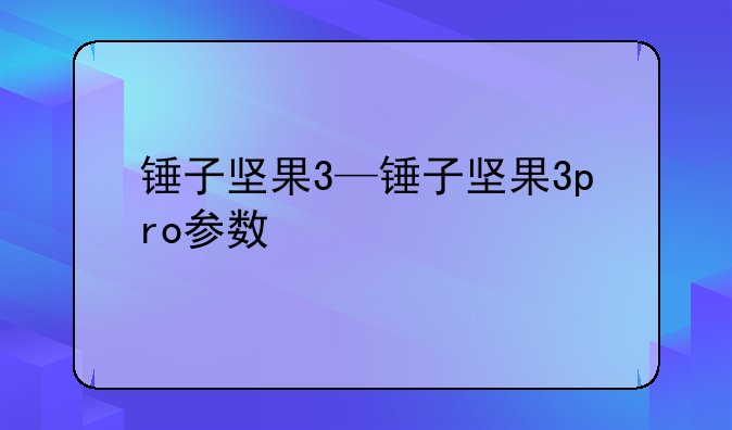 锤子坚果3—锤子坚果3pro参数