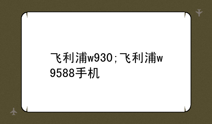 飞利浦w930;飞利浦w9588手机