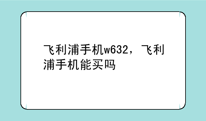 飞利浦手机w632，飞利浦手机能买吗