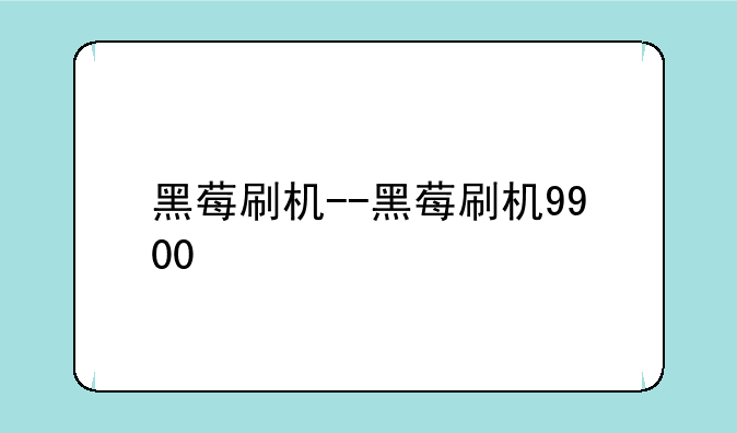 黑莓刷机--黑莓刷机9900