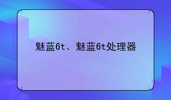 魅蓝6t、魅蓝6t处理器