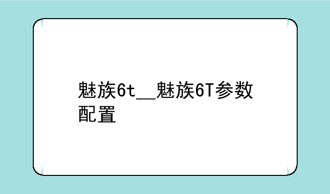 魅族6t__魅族6T参数配置