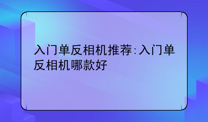 入门单反相机推荐:入门单反相机哪款好