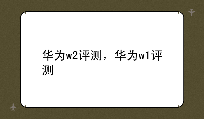 华为w2评测，华为w1评测